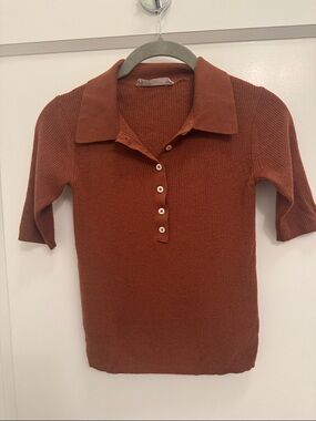 Everlane Rust Short-Sleeve Knit Polo